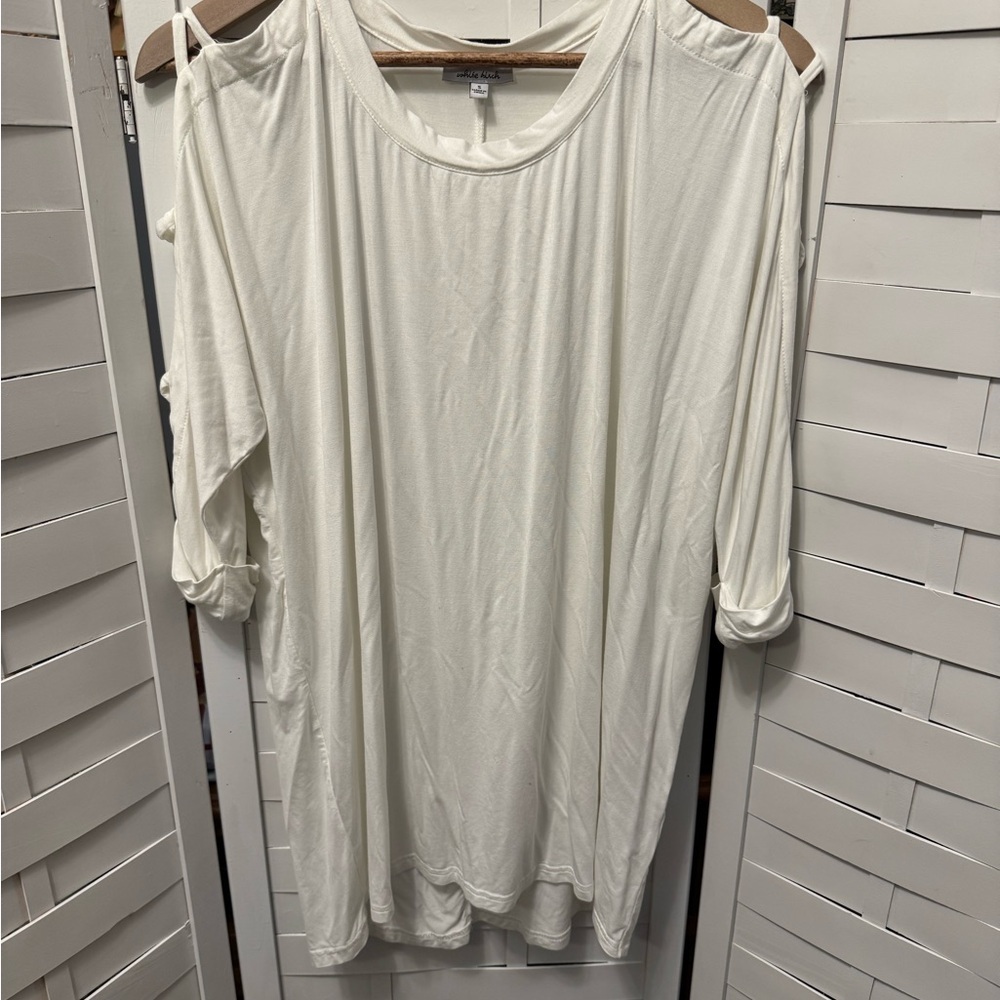 White Birch White Cold Shoulder Top